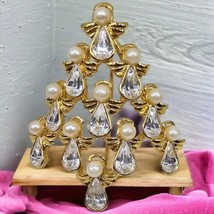 Nina Ricci Avon Faux Pearls Rhinestones Angels Christmas Tree Brooch Sig... - $17.82