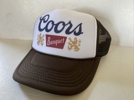 Vintage Coors Banquet Beer Hat Trucker Hat  Brown Summer Party Cap Unworn - $17.59