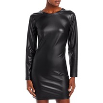 Aqua Women&#39;s Faux Leather Open Back Mini Dress Black XS B4HP $118 - £15.69 GBP