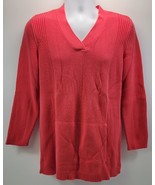Avenue Woman Pullover Ribbed Red Pink Sweater 18/20 Kangaroo Pouch Pocket - $180.63 MXN
