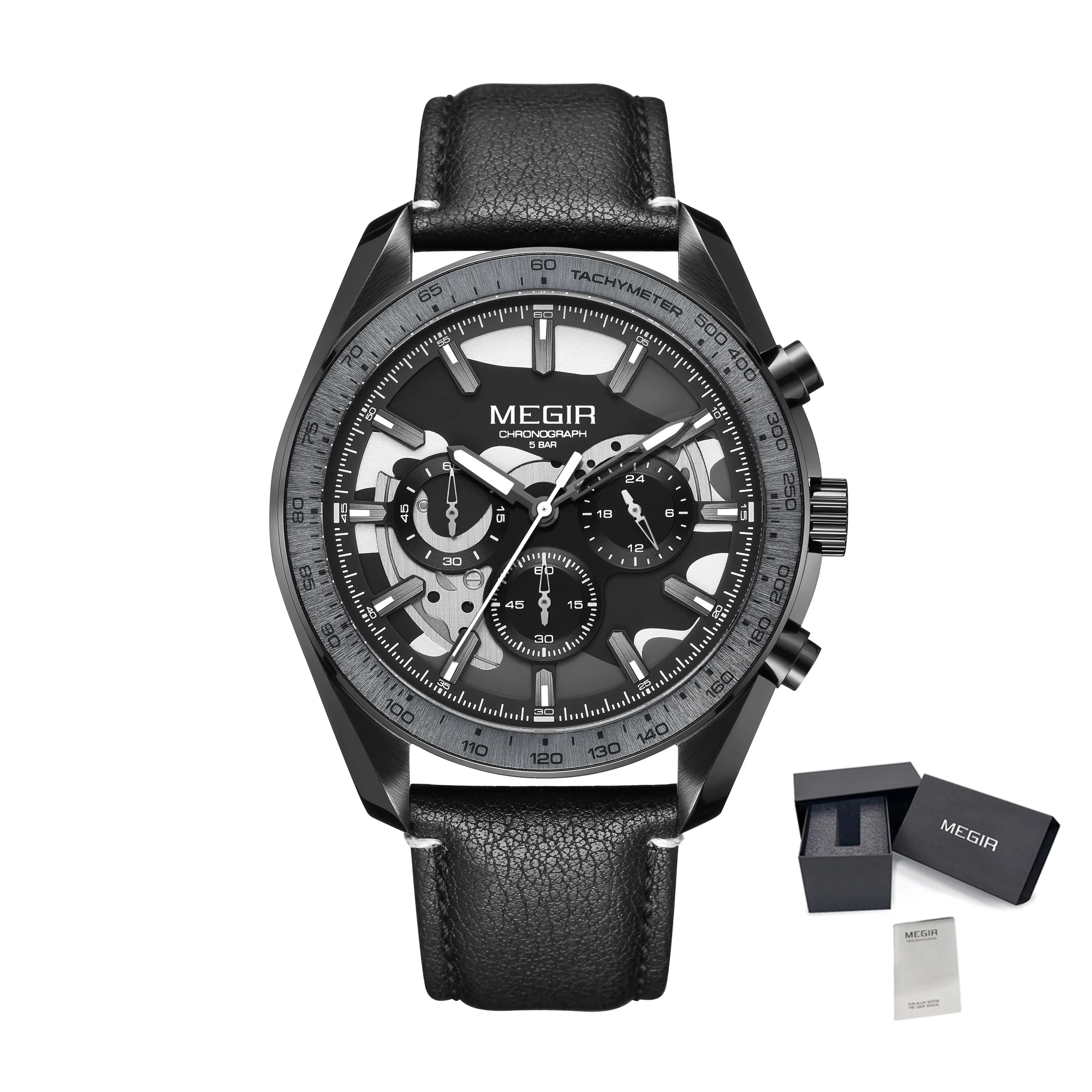 Luxury Men&#39;s Business Casual Watches Leather Waterproof Quartz Chronograph Male  - £63.13 GBP