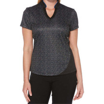 PGA TOUR Womens Activewear Ditsy Floral V Neck Golf Top Size Small Color Caviar - £25.28 GBP