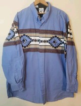 Vintage Roper Border Western Shirt Mens XXL Blue Aztec Tribal Ranch Work... - $26.17