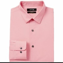 Apt. 9 Dress Shirt Pink Size 17 32/33 Men&#39;s Modern Fit Stretch New with ... - $20.78