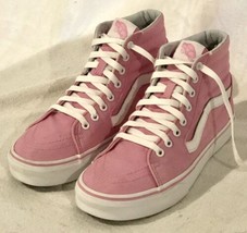 Vans Sk8-Hi Skate Womens Sz 10/ Men’s Sz 8.5 Pink &amp; White Shoes Sneakers... - £31.10 GBP