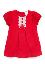 NWT Nursery Rhyme Baby Girls Red Short Sleeve Corduroy Lace Dress 18 Months - £8.59 GBP
