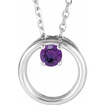 14K White Gold Amethyst Circle Necklace - £384.07 GBP