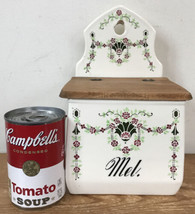 Vtg Antique Danish Mel Wall Hanging Ceramic Floral Flour Bin Kitchen Con... - £125.89 GBP