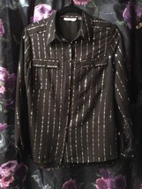 Beautiful Sparkly Rebecca Malone Gothic Dress Blouse Top  Size S Fits To L VG PO - £11.79 GBP