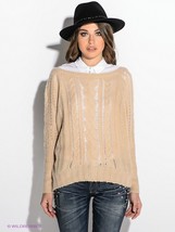 Juicy Couture EASY chunky CABLE PULLOVER SWEATER Beige XL new - £59.35 GBP