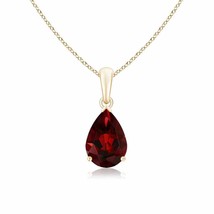 ANGARA Pear-Shaped Garnet Solitaire Pendant Necklace in 14K Yellow Gold - £345.39 GBP