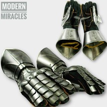 Medieval Armor Halloween Crusader LARP Gauntlet Steel Armour Gloves Gift Cosplay - $71.99