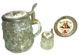 Junge Weiber enamelled-lidded Beer Glass Seidel, Miniature Shotglass &amp; Coaster - £19.51 GBP