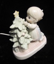 Precious Moments Porcelain Night Light Christmas Tree - " God Cared Enough " - $24.65