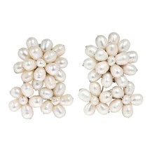 Blooming Floral Romance White Pearl Clip On Earrings - £24.52 GBP