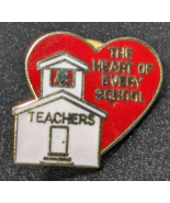 Vintage Teachers - The Heart Of Every School - Enamel Lapel Pin By C. Sa... - €9,44 EUR