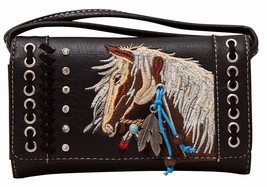 HW Collection Western Horse Wild Mane Equine Feather Tassel Women Country Wallet - £16.95 GBP