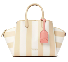 New Kate Spade Avenue Awning Stripe Medium Satchel Warm Stone - £133.62 GBP