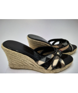 BURBERRY Wedge Espadrille Sandals Nova Check Plaid Leather Size 38 Slide On - $1,390.57 MXN