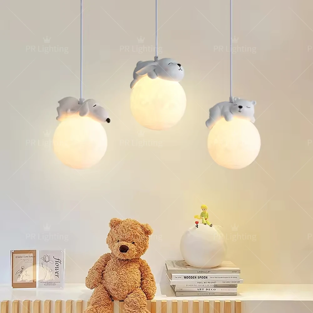 Rtoon animals pendant lamps led modern hanging light for baby room kids bedroom bedside thumb200