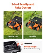 VEVOR 2-in-1 Electric Dethatcher and Scarifier Lawn Dethatcher 16-Inch 1... - $260.31 CAD