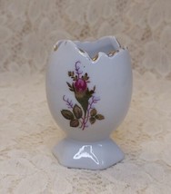Vintage Egg Shaped Vase Small with Rose Design Decoration FREE SHIPPING - £9.74 GBP