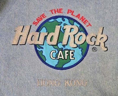Vintage Hard Rock Cafe Hong Kong Embroidered Denim Jean Jacket Small Light Blue Item image 4