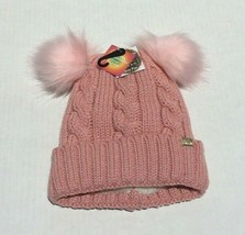 Winter Warm Knitted Soft Faux Fur Double Pom Beanie Hat With Plush Linin... - £22.31 GBP