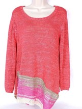 Soft Surroundings Women&#39;s Sweater PS Crew Neck Long Sleeve Salmon Gray - £28.48 GBP