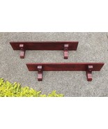 Set of 2 Cherry Stained Wall Shelves, Long Pair of Shelf Wall Mounted Decor - £56.76 GBP
