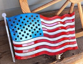 Patriotic Colored American Flag - Metal Wall Art - 18&quot; x 12.5&quot; - £53.13 GBP