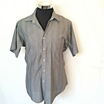 Botany 500 Mens L Shirt Size 16 Gray with stripes Button Front travel vacation - £12.86 GBP