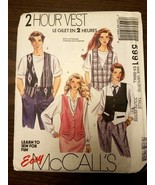 5991 UNCUT Mccall&#39;s Easy Sewing Pattern Misses/ Men Unisex Vest Large 36... - $9.40 CAD