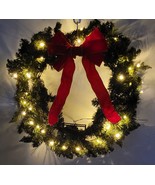 *PV) Pre-Lit Mini LED Battery Operated 20&quot; Christmas Holiday Wreath With... - £10.05 GBP