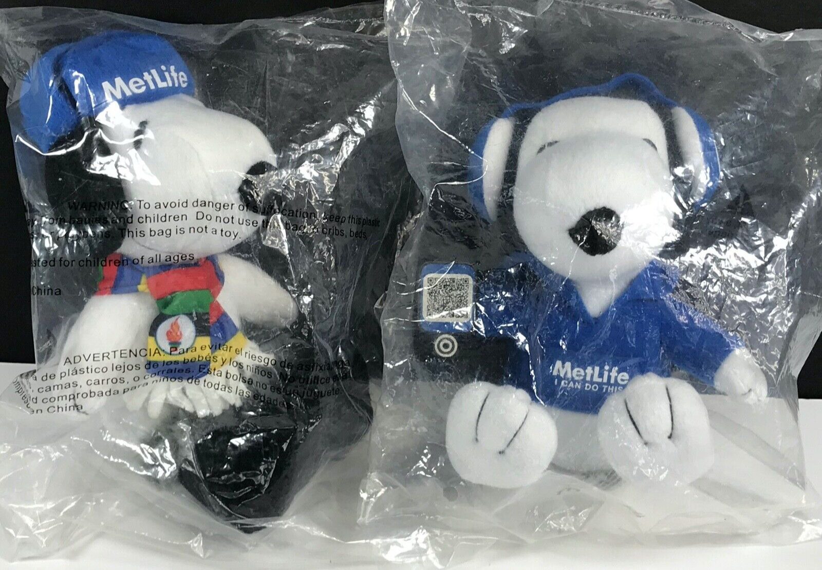 Snoopy MetLife Headphones & Winter Olympics Lot of 2 Peanuts 6" Plush Dolls New - $17.80