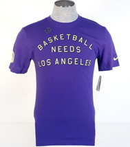 Nike Basketball Needs Los Angeles Purple Short Sleeve Tee T Shirt Men&#39;s NWT - £31.44 GBP