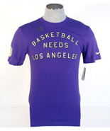 Nike Basketball Needs Los Angeles Purple Short Sleeve Tee T Shirt Men&#39;s NWT - £31.87 GBP