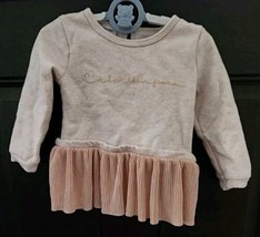 Calvin Klein Jeans Baby Girl&#39;s Heather Pink Rosegold Peplum Sweater 18 Months - £23.92 GBP