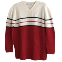 MARSH LANDING Pullover Sweater Mens Size L VTG 80s V-neck 100% Cotton Na... - $30.00