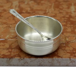 999 pure sterling silver handmade solid silver bowl and spoon, silver has antiba - £174.76 GBP