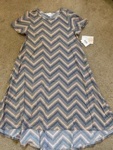 LulaRoe Carly Dress Chevron Blue Black Aztec Geometric Hi Lo Swing Sz S - £14.57 GBP