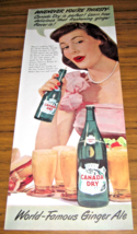 1949 Vintage Ad Canada Dry Ginger Ale Soda Pop Pretty Lady Drinks Bottle &amp; Straw - £12.33 GBP