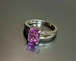 2Ct Emerlad Simulated Amethyst Split Shank Engagement Ring 14K White Gold Plated - £83.92 GBP