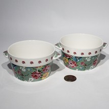 Set of 2 Grace Teaware 2 Handled Floral Dessert Bowls Ramekins Ice Cream... - $12.95