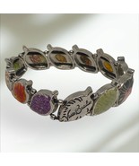 Vera Bradley multicolor clay pebble silvertone leaf stretchy bracelet - $24.60