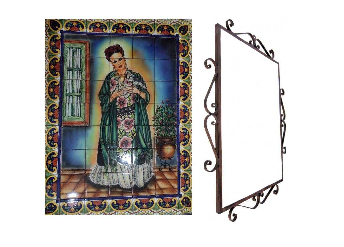 Mexican Talavera Mural HQ - Frida y Palomas - - $410.00