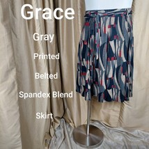 GRACE gray Print Spandex Blend  Belted Skirt Size XL - $16.00