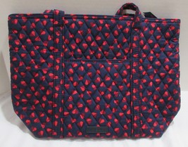 Vera Bradley Women&#39;s Purse Shoulder Bag Small Vera Tote Sweet Hearts Red On Navy - £89.87 GBP