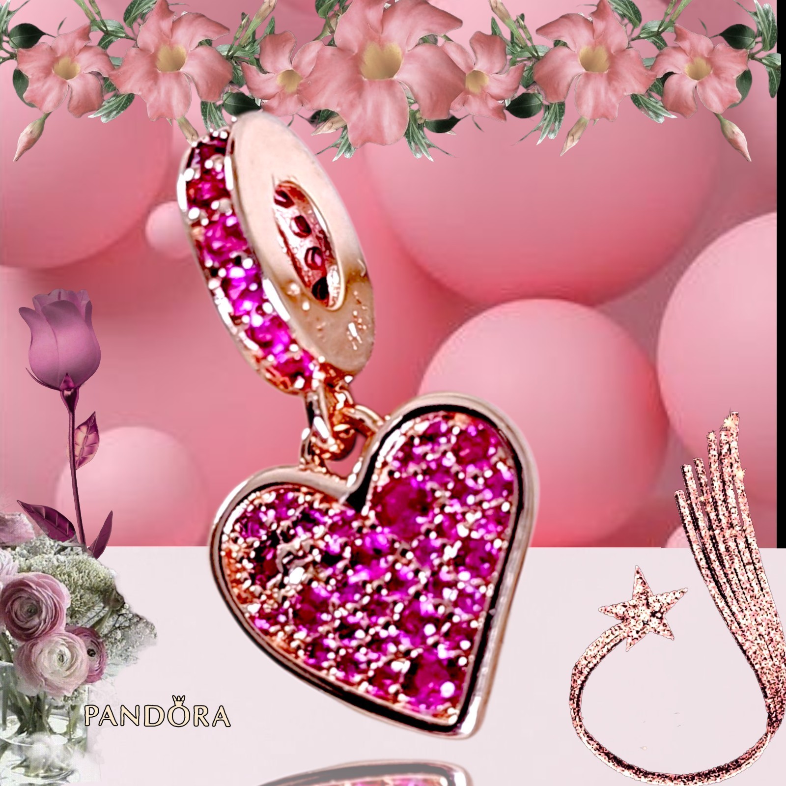 Pandora Charm, Rose Gold Plated Red Freehand Heart  #789565C01 US SELLER  Item image 9