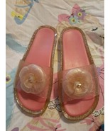 Kate Spade Pink Glitter Jelly Floral Slides Sz 7 Preowned   - £28.04 GBP